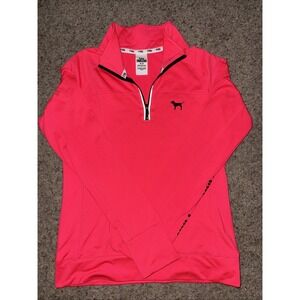 Women's VICTORIA'S SECRET Hot Pink 1/4 Zip Top/Athletic Shirt Size M Thumb Hole‎